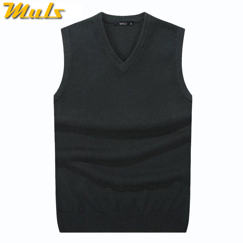 4Colors Men Sleeveless Sweater Vest Autumn Spring 100% Cotton Knitted Vest Sweater Basic Male Classic V Neck Tops 2018 New M-3Xl