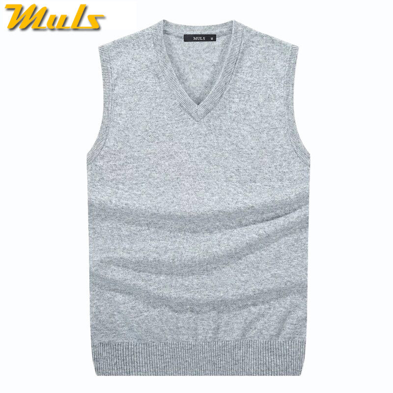 4Colors Men Sleeveless Sweater Vest Autumn Spring 100% Cotton Knitted Vest Sweater Basic Male Classic V Neck Tops 2018 New M-3Xl
