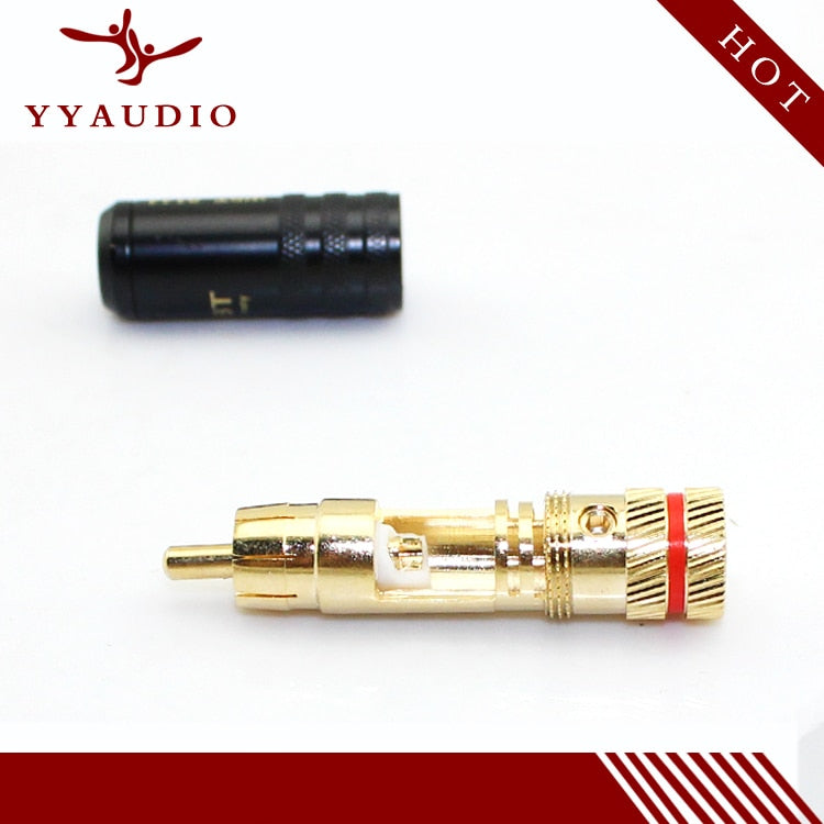 4Pcs/Lot New Gold Plated Copper Rca Plug Mayitr Durable Rca Connector Screws Soldering Locking Audio Video Wbt Plug 53Mm*13Mm