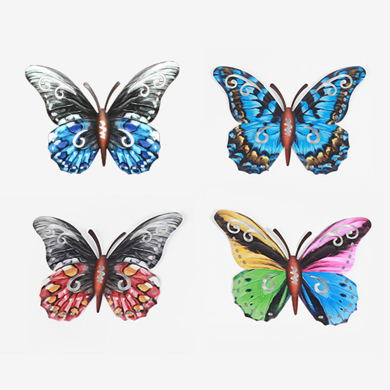 4Pcs Metal Butterfly Wall Decoration Hanging Sculpture Wall Artwork Garden Decoration Miniaturas Animal Outdoor Statues For Yard