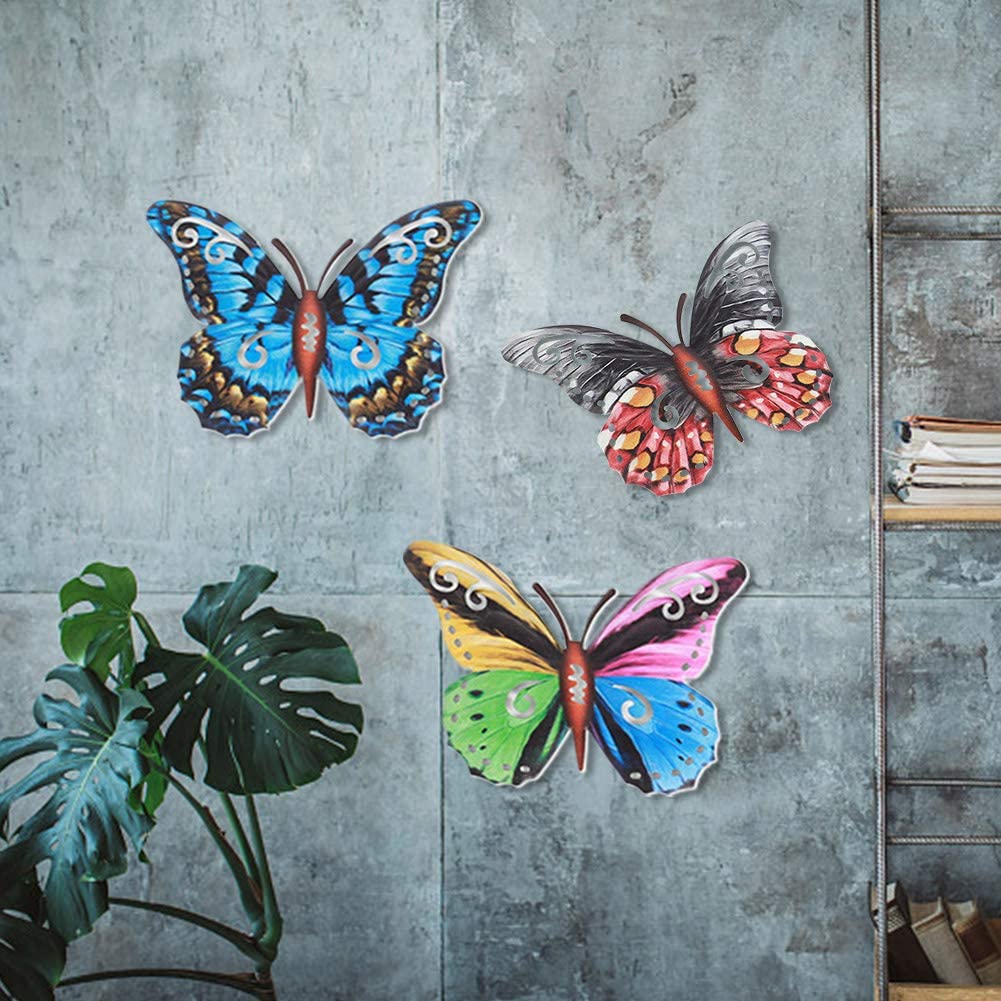 4Pcs Metal Butterfly Wall Decoration Hanging Sculpture Wall Artwork Garden Decoration Miniaturas Animal Outdoor Statues For Yard