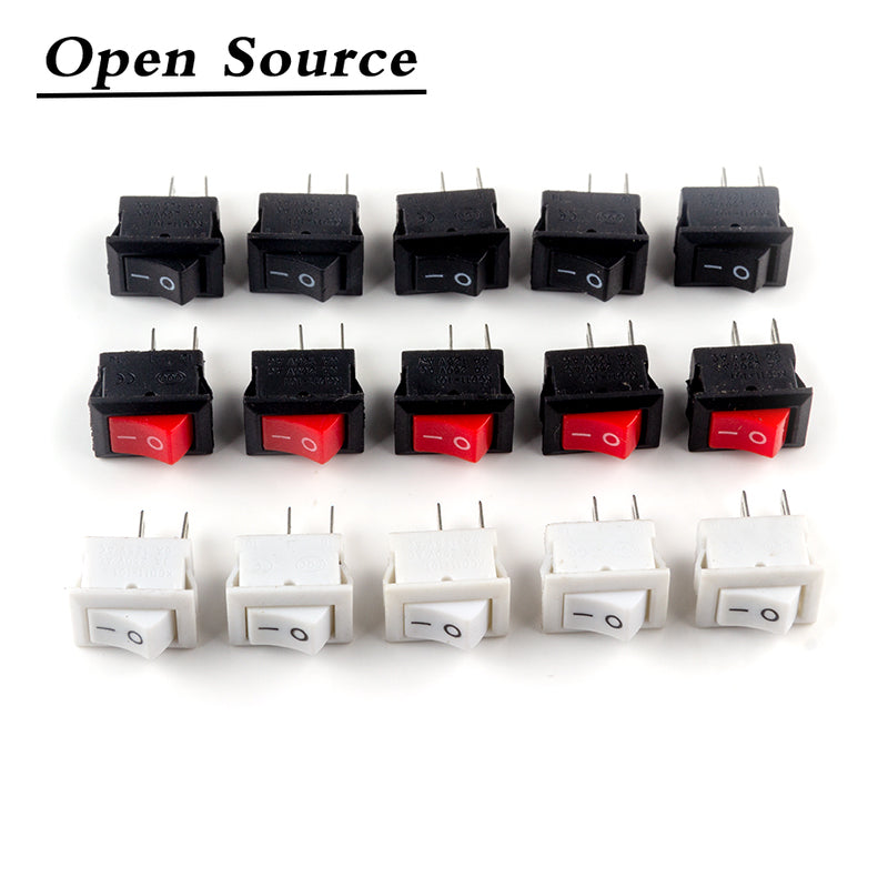 5/10Pcs Push Button Switch 10X15Mm Spst 2Pin 3A 250V Kcd11 Snap-In On/Off  Rocker Switch 10Mm*15Mm Black Red And White