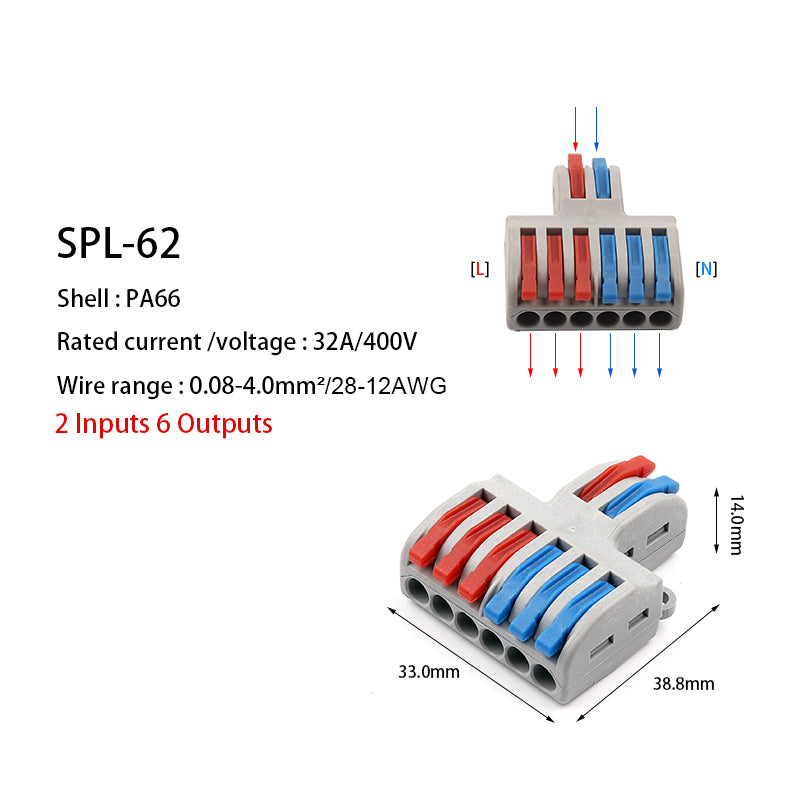 5/10Pcs/Lot Spl-42/62 Mini Fast Wire Connector Universal Wiring Cable Connector Push-In Conductor Terminal Block Diy You