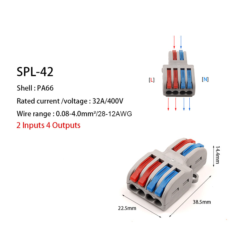 5/10Pcs/Lot Spl-42/62 Mini Fast Wire Connector Universal Wiring Cable Connector Push-In Conductor Terminal Block Diy You