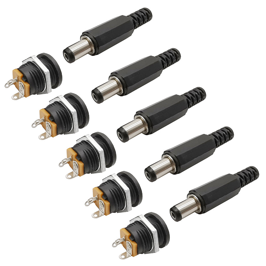 5.5 X 2.1Mm 12V 3A Dc022 Plastic Male Plugs Female Socket Panel Mount Jack 5.5*2.1Mm Dc Power Connectors Electrical Supplies