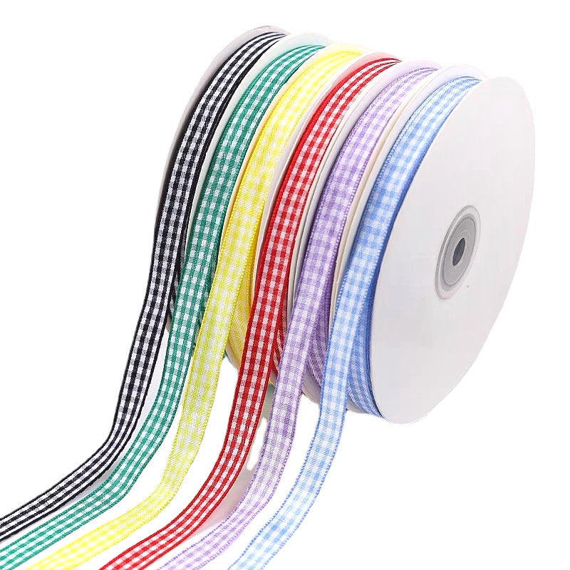 5 Yards / Pack 10Mm 15Mm Lattice Plaid Ribbons Bow Ribbon Gift Wrapping Polyester Ribbon Handmade Diy Accessories,