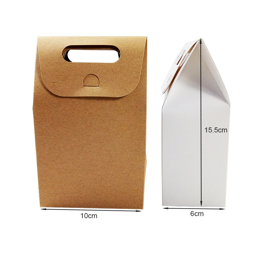 50 Pcs/Lot Dessert Packaging Box Wedding Brown & White Kraft Paper Bag Blank Birthday Gift Boxes Candy Bags Cake  Party Supplies