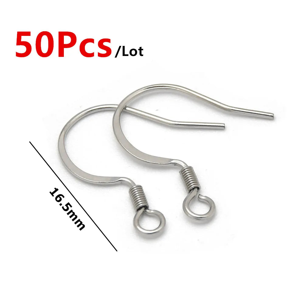 50Pcs 316 Stainless Steel Hypoallergenic Earring Hooks Fish Earwire With Coil And Ball For Jewelry Making 20X20Mm