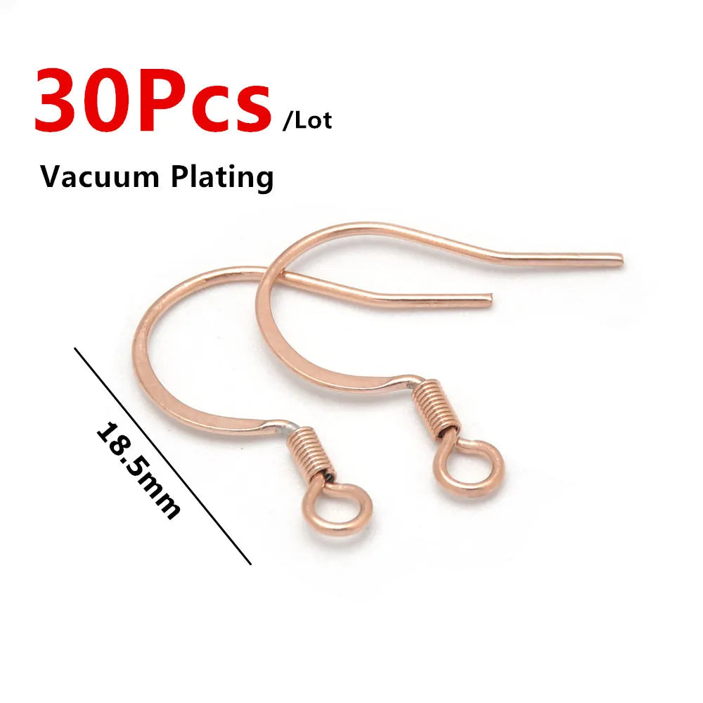 50Pcs 316 Stainless Steel Hypoallergenic Earring Hooks Fish Earwire With Coil And Ball For Jewelry Making 20X20Mm