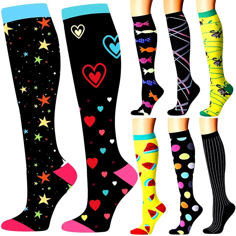 58 Styles Quality Unisex Compression Stockings Cycling Socks Fit Medical Edema, Diabetes, Varicose Veins, Running Marathon Socks