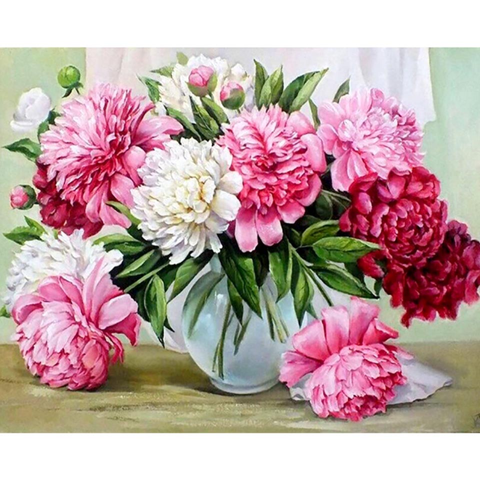 5D Diy Diamond Painting Flowers Rose In Vase Cross Stitch Kit Full Drill Embroidery Mosaic Art Picture Of Rhinestones Decor Gift