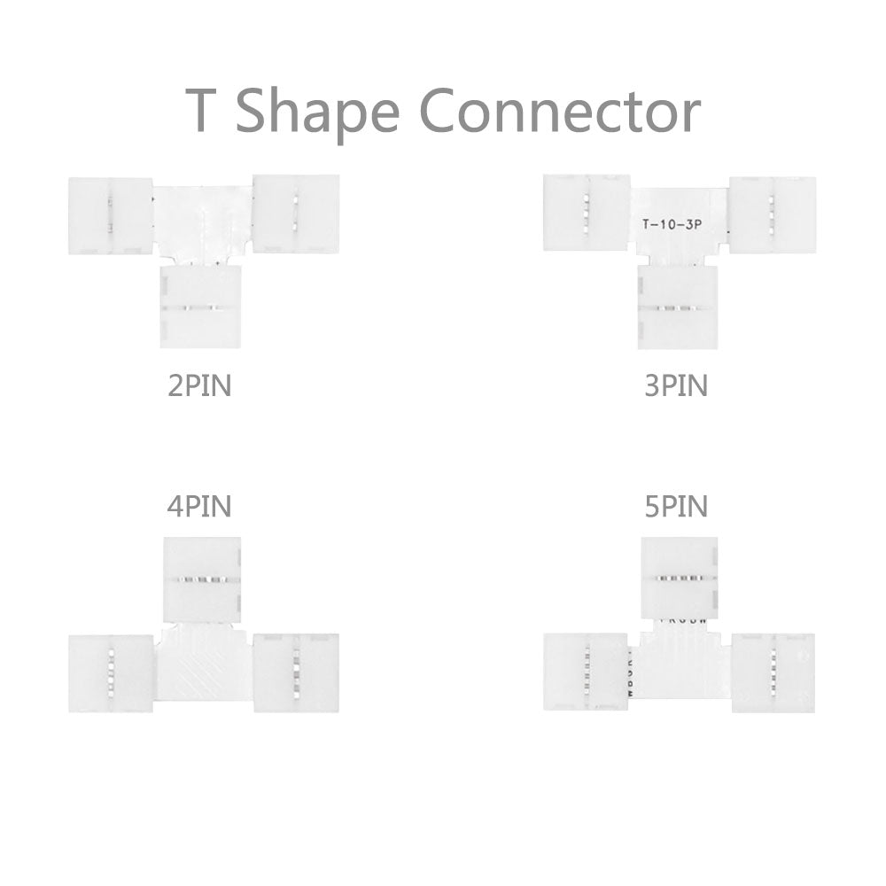 5Pcs Free Soldering Led Connector 2Pin 3Pin 4Pin 5Pin L / T / X Shape Corner Connector For 10Mm Rgb Rgbw Rgbww Led Strip Tape