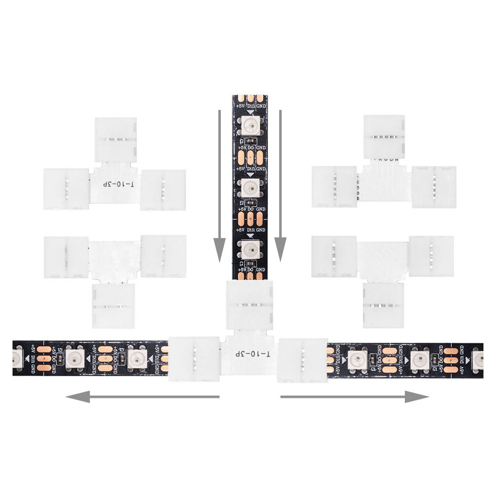 5Pcs Free Soldering Led Connector 2Pin 3Pin 4Pin 5Pin L / T / X Shape Corner Connector For 10Mm Rgb Rgbw Rgbww Led Strip Tape