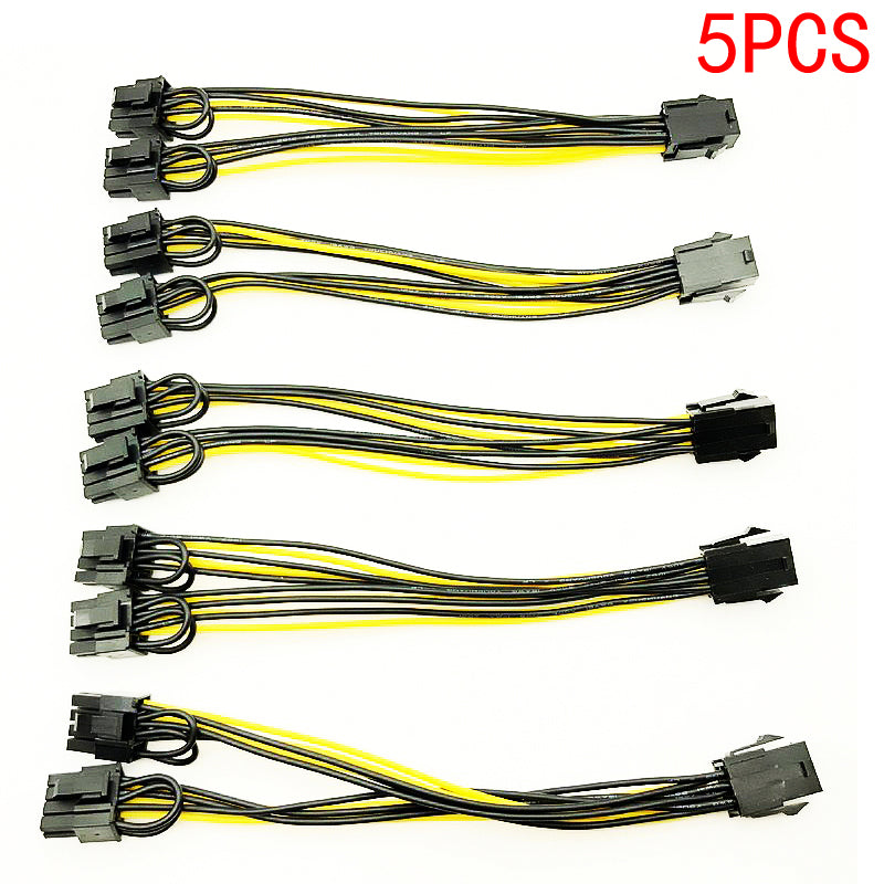 5Pcs Pci-E 6-Pin To Dual 6+2-Pin (6-Pin/8-Pin) Power Splitter Cable Graphics Card Pcie Pci Express 6Pin To Dual 8Pin Power Cable