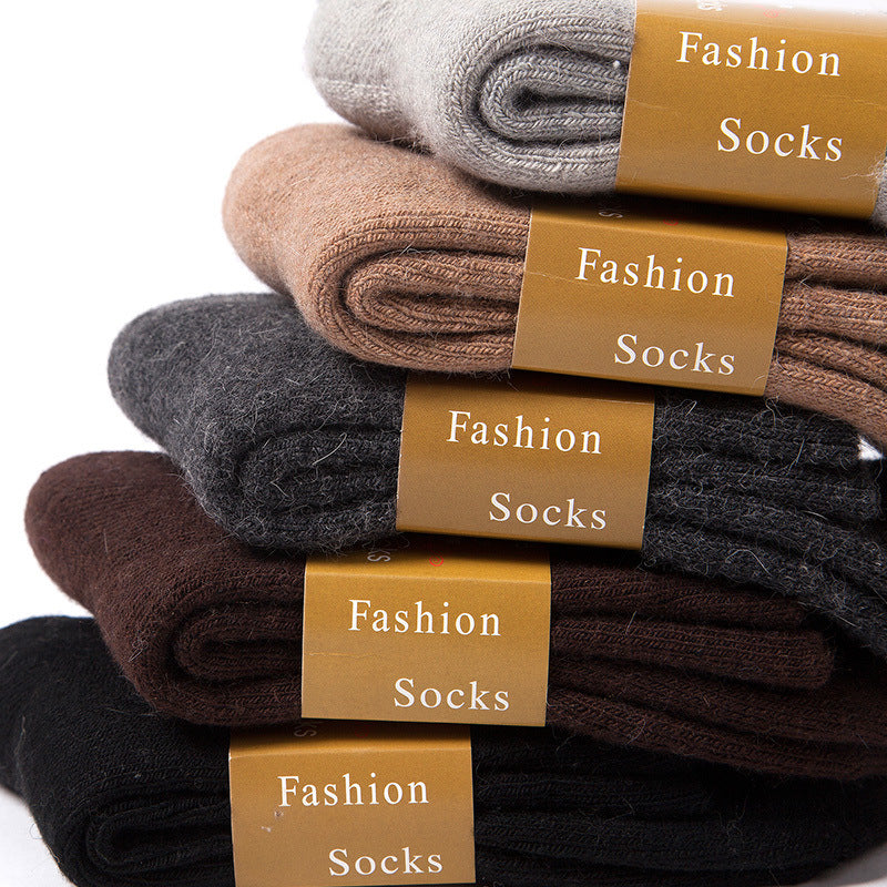 5Pairs/Lot Men'S Wool Socks Winter Casual Thick Warm Winter Men'S Simple Solid Color Socks Male High Quality
