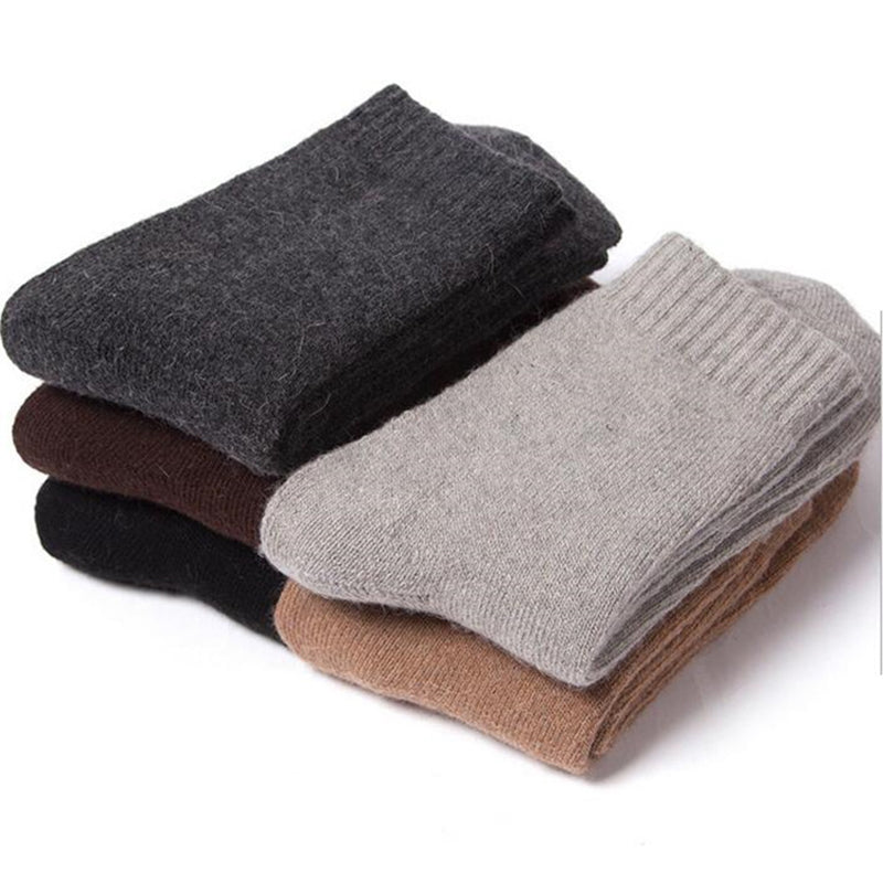 5Pairs/Lot Men'S Wool Socks Winter Casual Thick Warm Winter Men'S Simple Solid Color Socks Male High Quality