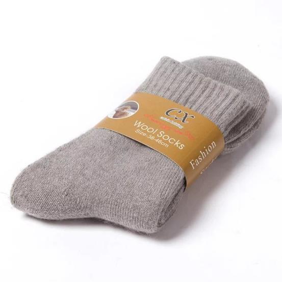 5Pairs/Lot Men'S Wool Socks Winter Casual Thick Warm Winter Men'S Simple Solid Color Socks Male High Quality