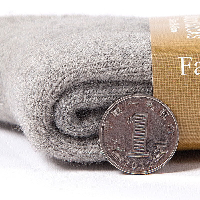 5Pairs/Lot Men'S Wool Socks Winter Casual Thick Warm Winter Men'S Simple Solid Color Socks Male High Quality