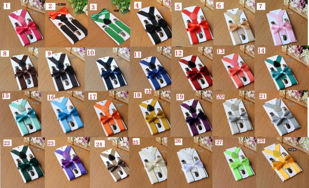 600Sets/Lot =300Set Children Suspenders Bowtie Set+300Set Adult Suspenders Bowtie Set