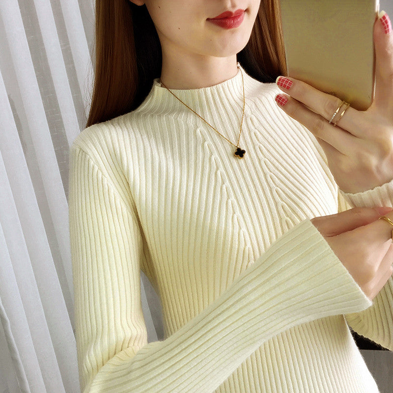 8 Colors 2023 Winter To Spring Women Lady Stretchable Turtleneck Pull Sweater Slim Sexy Tight Bottoming Knitted Pullover Tops