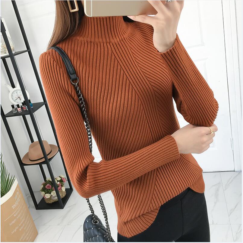 8 Colors 2023 Winter To Spring Women Lady Stretchable Turtleneck Pull Sweater Slim Sexy Tight Bottoming Knitted Pullover Tops