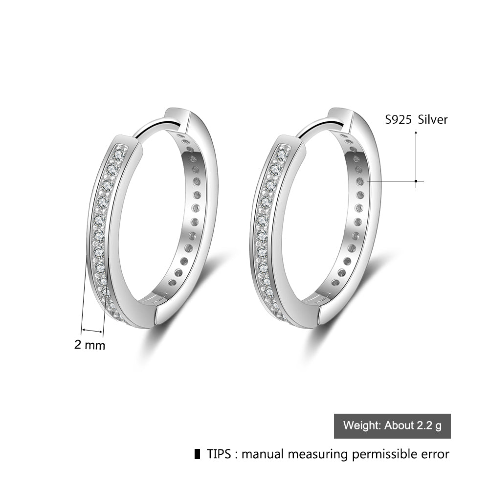 925 Sterling Silver Round Hoop Earrings For Women Classic Style Cubic Zirconia Paved Circle Earrings Fine Jewelry (Lam Hub Fong)