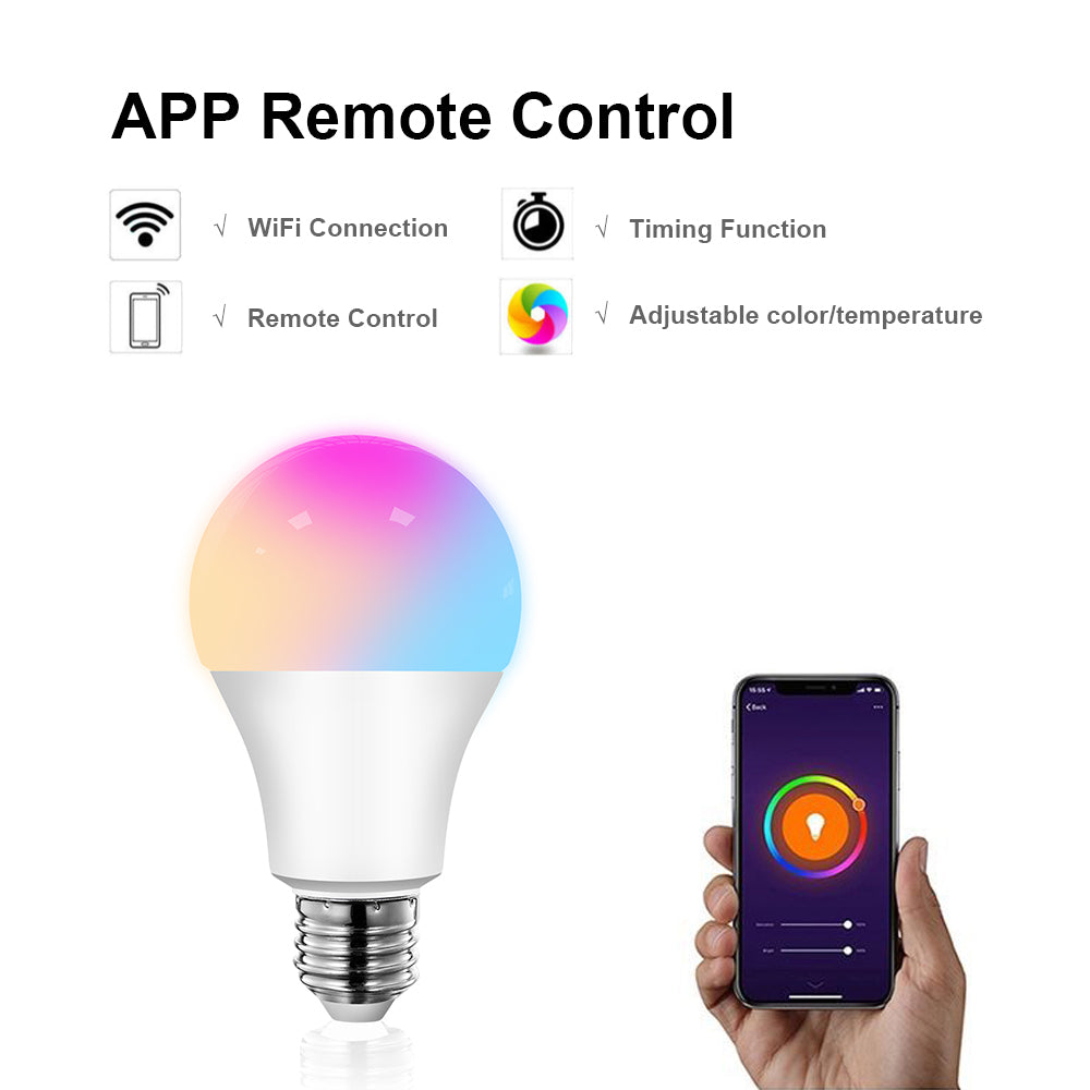 Avatto Tuya 15W Wifi Smart Home Light Bulb, E27 Rgb Led Lamp Dimmable With Smart Life App, Voice Control For Google Home, Alexa