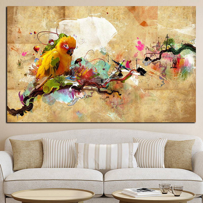 Abstract Artistic Paint Parrot Bird Oil Painting On Canvas Poster And Print Modern Wall Picture For Living Room Cuadros Decor