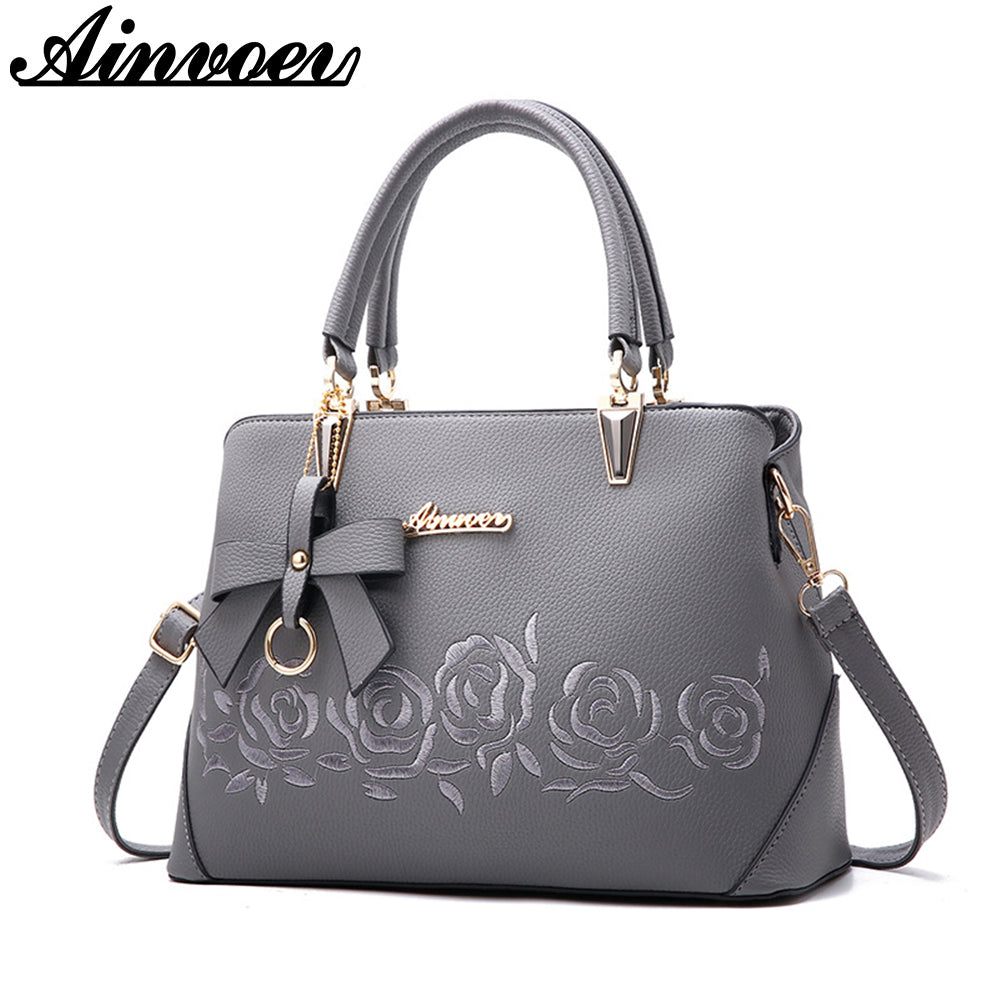 Ainvoev  Europe Fashion Trend Bag Women Handbag Pu Leather Shoulder Bag Printing Flowers Crossbody Bag Female Package A1834