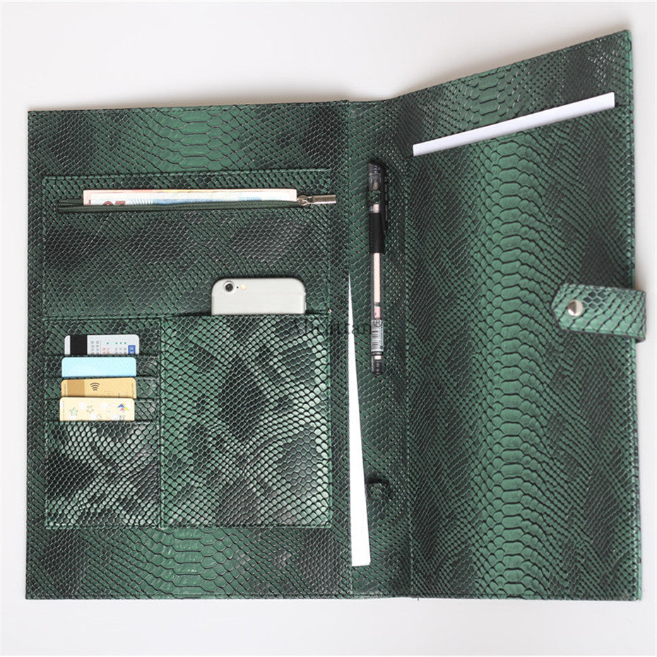Alirattan New Id Card Holder File Folders 2022 Fashion High Quality Ostrich Snake Pattern Briefcase Book Case Folding Bag