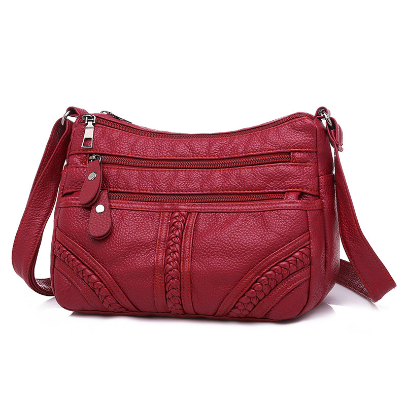 Annmouler Fashion Women Bag Pu Soft Leather Shoulder Bag Multi-Layer Crossbody Bag Quality Small Bag Brand Red Handbag Purses