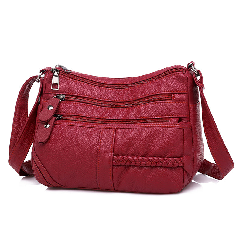 Annmouler Fashion Women Bag Pu Soft Leather Shoulder Bag Multi-Layer Crossbody Bag Quality Small Bag Brand Red Handbag Purses