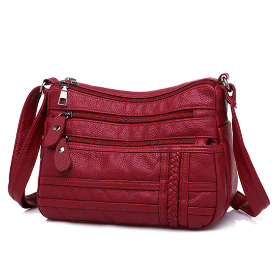 Annmouler Fashion Women Bag Pu Soft Leather Shoulder Bag Multi-Layer Crossbody Bag Quality Small Bag Brand Red Handbag Purses