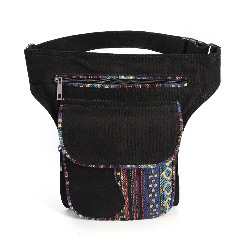 Annmouler Waist Bag For Women Bohemian Style Fanny Pack Ladies Hip Bag Patchwork Phone Pockets Bag Large Capacity Leg Bag Purse