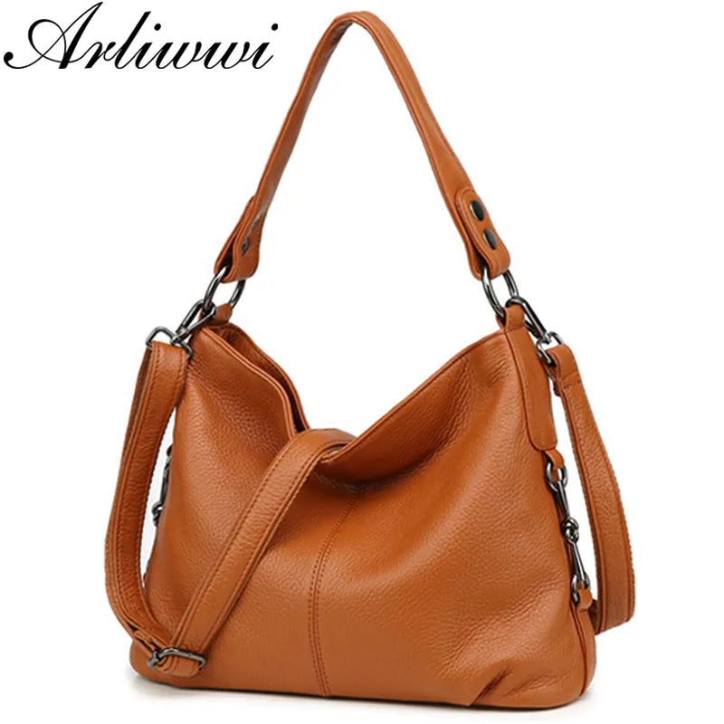 Arliwwi Brand New Arrival Extra Soft Real Leather Women Shoulder Bags Solid Colors Genuine Cow Leather Handbags Fashion Gs07