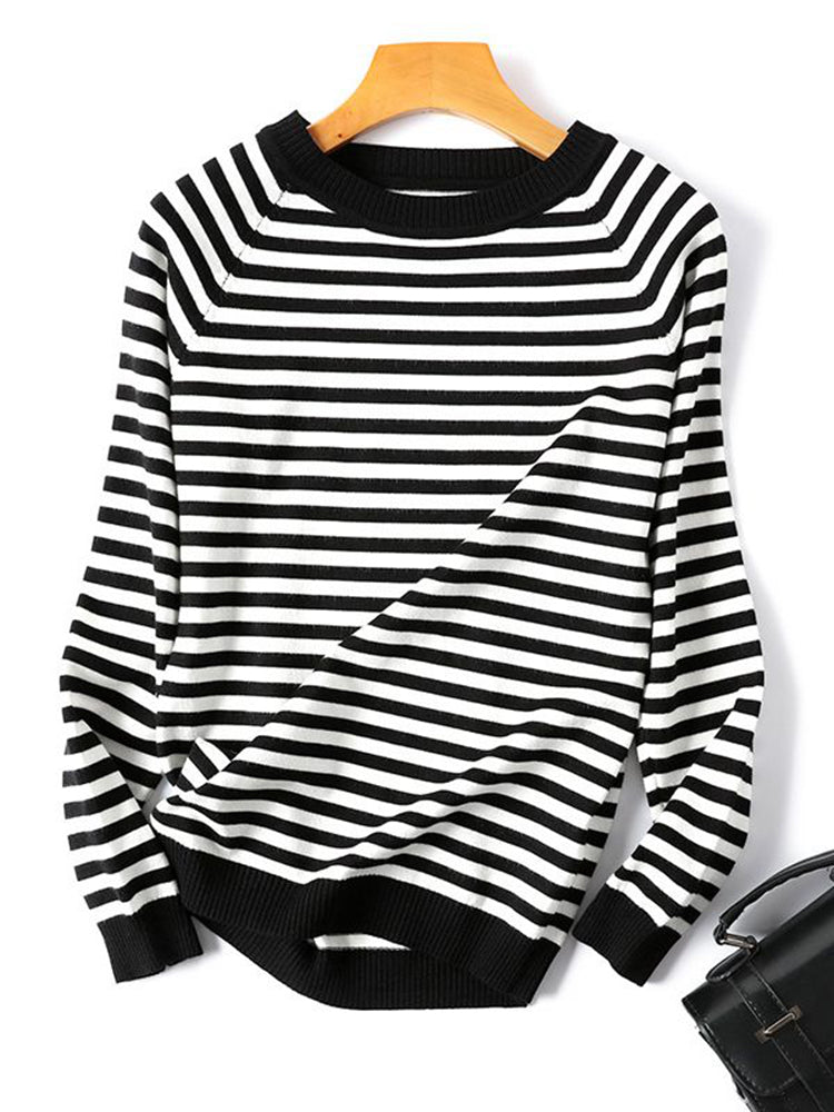 Autumn Winter Striped Knitted Pullovers Sweaters Long Sleeve Korean Loose High Quality Sweater Soft Warm Jumper Pull Femme 2022
