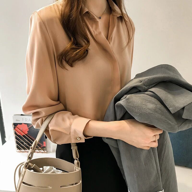 Autumn Women Pullovers Shirts 2022 Fashion Solid Female Clothes Loose Shirt Long Sleeve Blouse Simple Ol Feminine Blusa Mujer