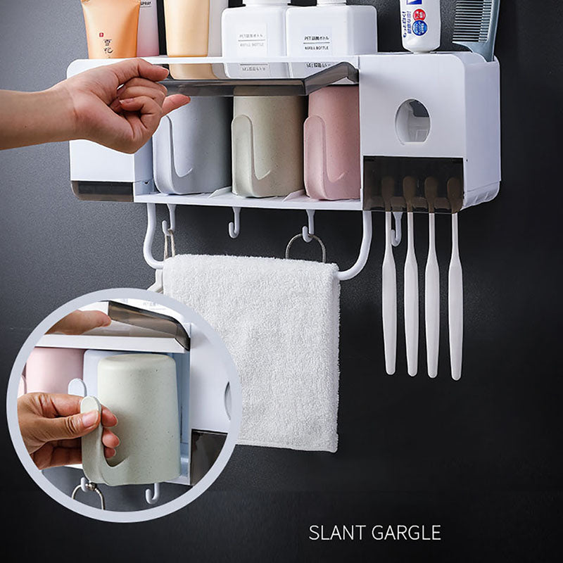 Baispo Wall Mount Dust-Proof Toothbrush Holder With Cups Automatic Toothpaste Squeezer Dispenser Bathroom Accessories Sets