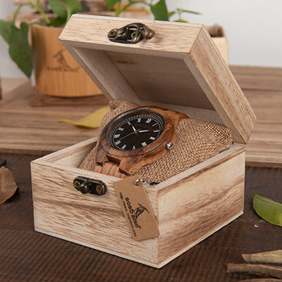 Bobo Bird Wo18O19 Wood Watch Ebony Zebra Wooden Watches For Men White Roman Number Quartz Watch With Tool For Adjusting Size