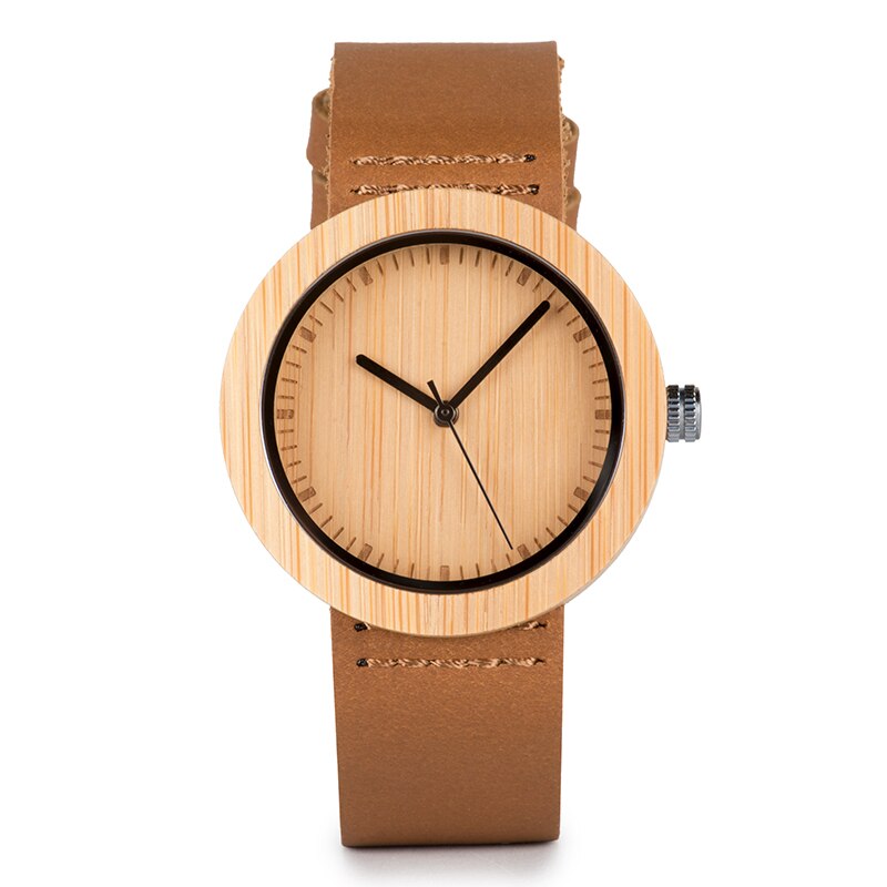Bobo Bird Women'S Bamboo Watches Leather Strap Female Wristwatch Female Clock Ladies Quartz-Watch For Women As Gifts Items