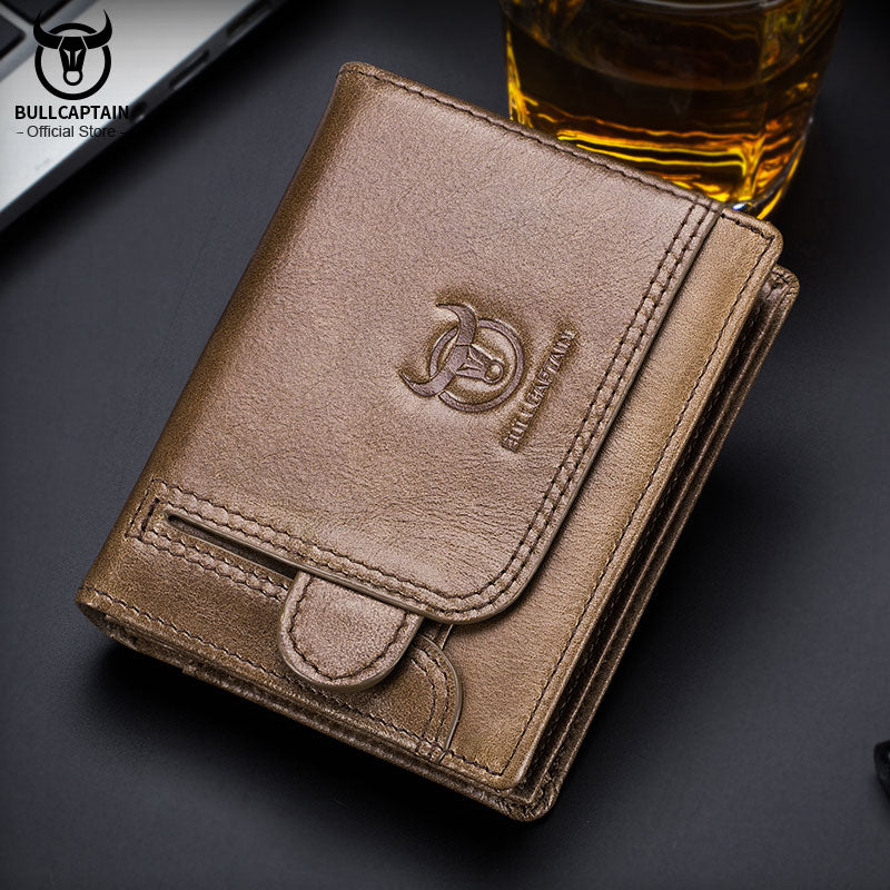 Bullcaptain New Men'S Business Wallet Features Rfid  Blocking Card Holder Brand Design Wallet'S China Genuine Leather Purse Men