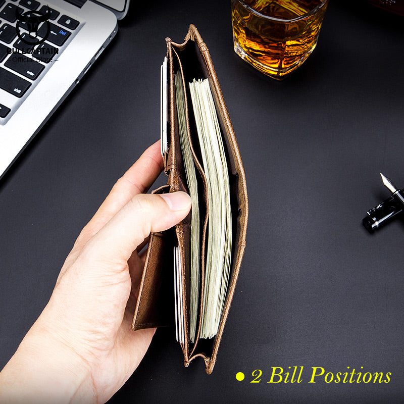 Bullcaptain New Men'S Business Wallet Features Rfid  Blocking Card Holder Brand Design Wallet'S China Genuine Leather Purse Men