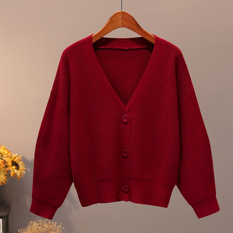 Bygouby Solid Knit Cardigans Sweater Women V Neck Loose Pull Sweater With Pocket Autumn Winter Thicken Open Cardigan Jacket Coat