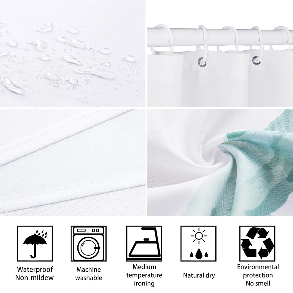 Bath Curtain 3D Printing Window Scenery Forest Shower Curtains 180*200Cm Waterproof Bathroom Curtain Washable Fabric With Hooks