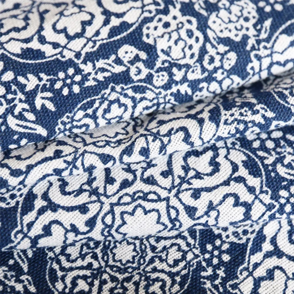 Beddingoutlet Blue Flower Tablecloth Cotton And Linen Dinner Table Cloth Macrame Decoration Lacy Table Cover Elegant 9 Size
