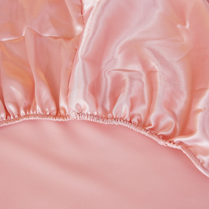 Bedsheet Satin Rayon Fitted Sheet High-End Solid Color Mattress Cover Elastic Band Bed Sheet
