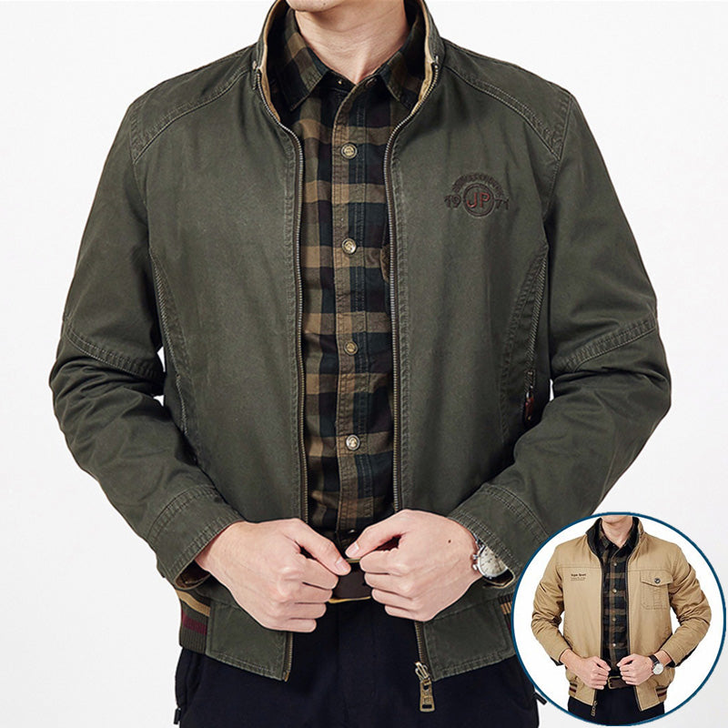Big Size M-8Xl Spring Autumn Middle Aged Men Double-Sided 100% Pure Cotton Khaki Jacket Father Casual Style Man Army Green Coats