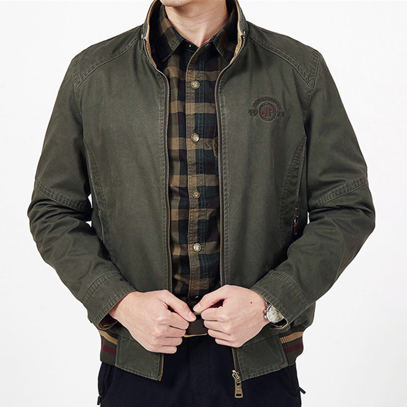 Big Size M-8Xl Spring Autumn Middle Aged Men Double-Sided 100% Pure Cotton Khaki Jacket Father Casual Style Man Army Green Coats