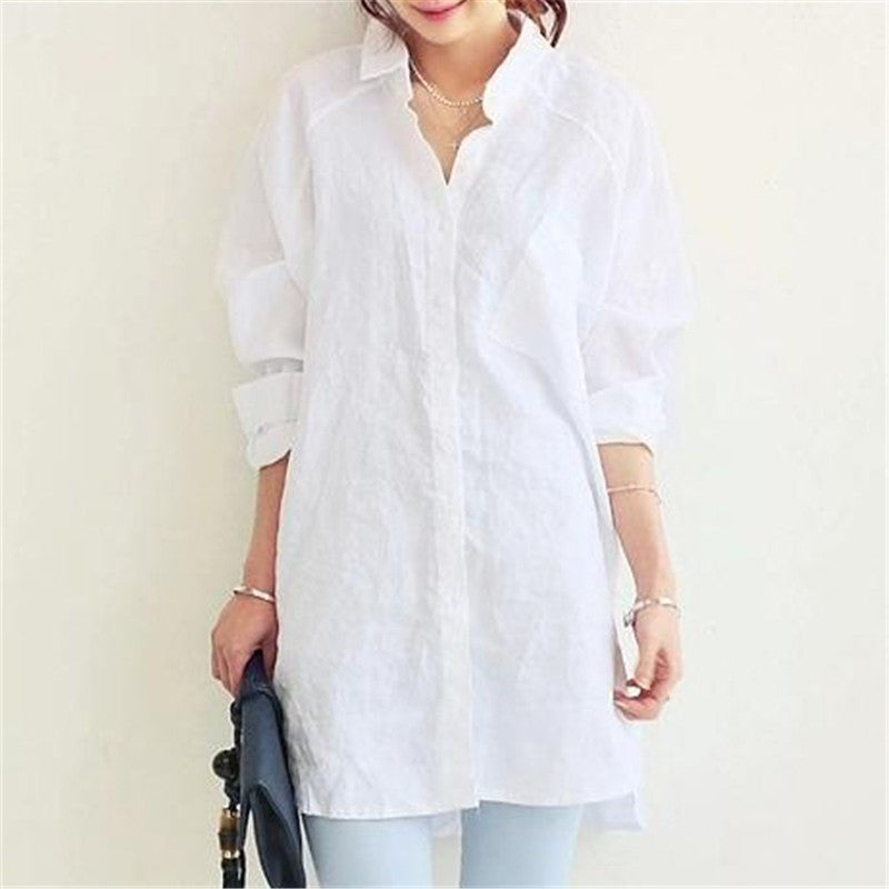 Blouse Womens White Blouses Shirt Spring Summer Blusas Office Lady Elegant Loose Tops And Blouses Casual Linen Women