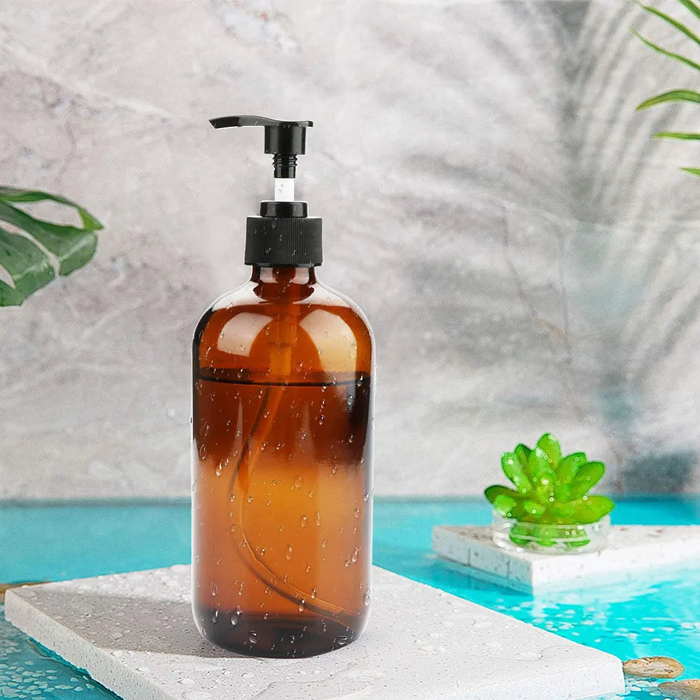Brown Glass Soap Dispenser 240Ml 480Ml Bathroom Delivery Bottle For Shampoo Shower Gel Hair Conditioner Simple Press Pump Bottle